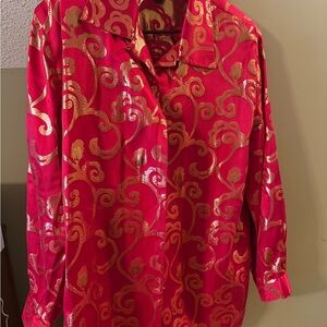 Red and Gold Blouse Lg 75 % SILK BLOUSE